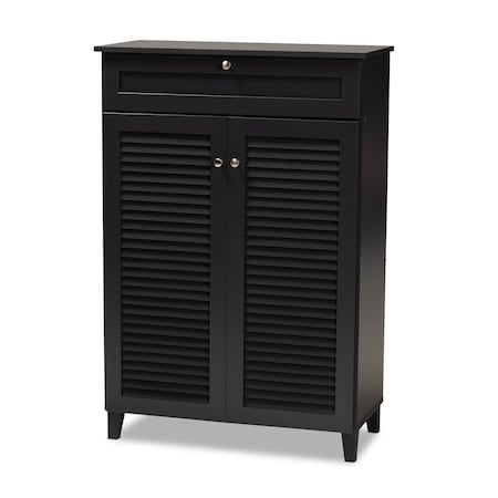 Baxton Studio Coolidge Grey Finished 5-Shelf Wood Shoe Storage Cabinet with Drawer 156-9557